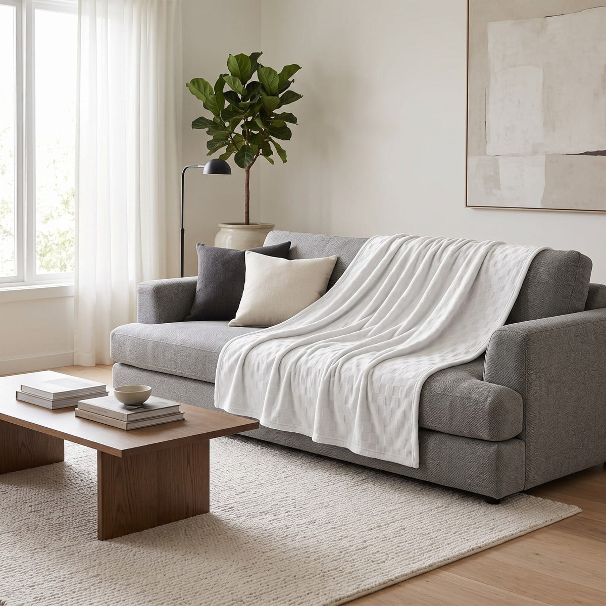 Checkered Plush Blanket 220×240 cm