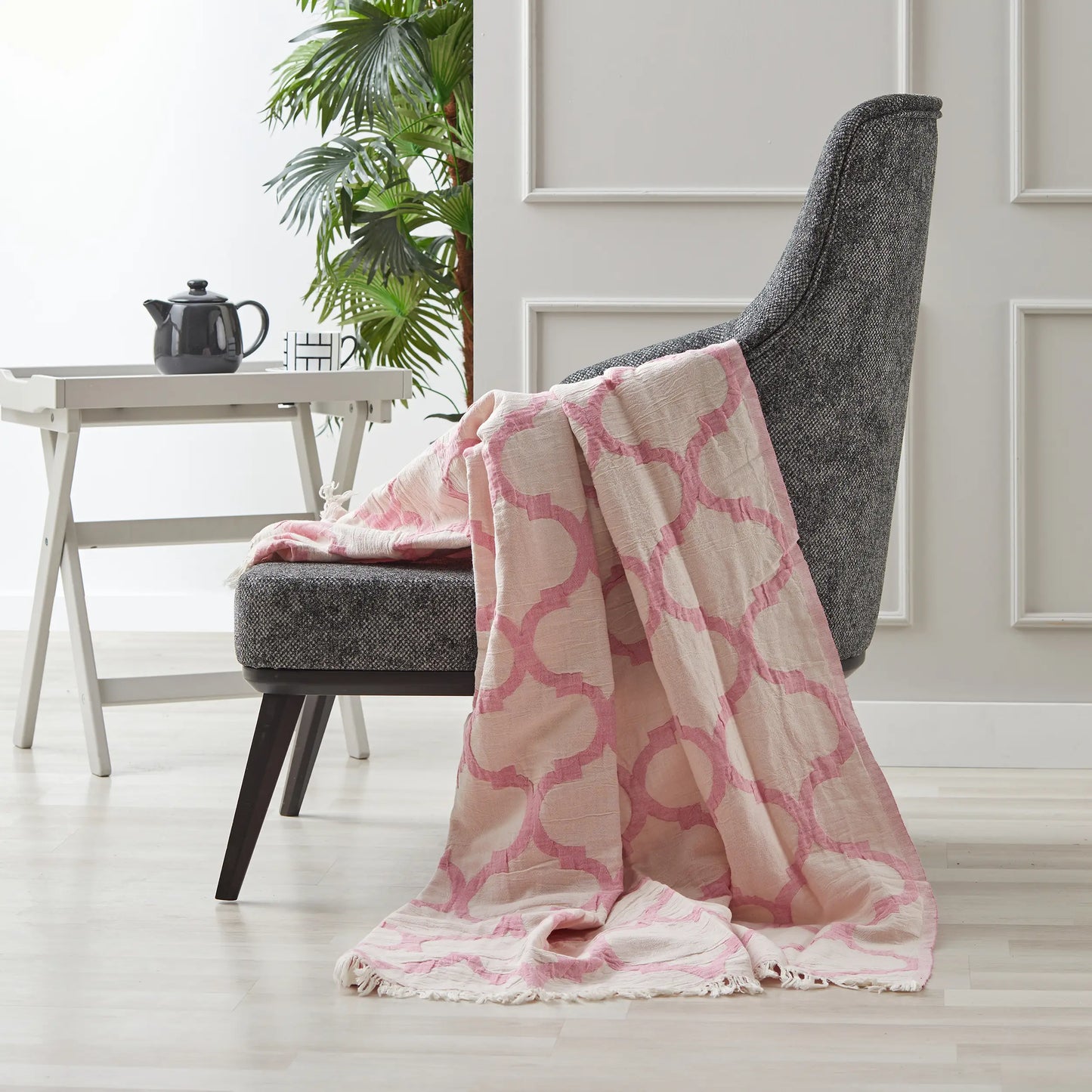 Linen Cotton Blend Throw Blankets Home Farmhouse Decor 51x67