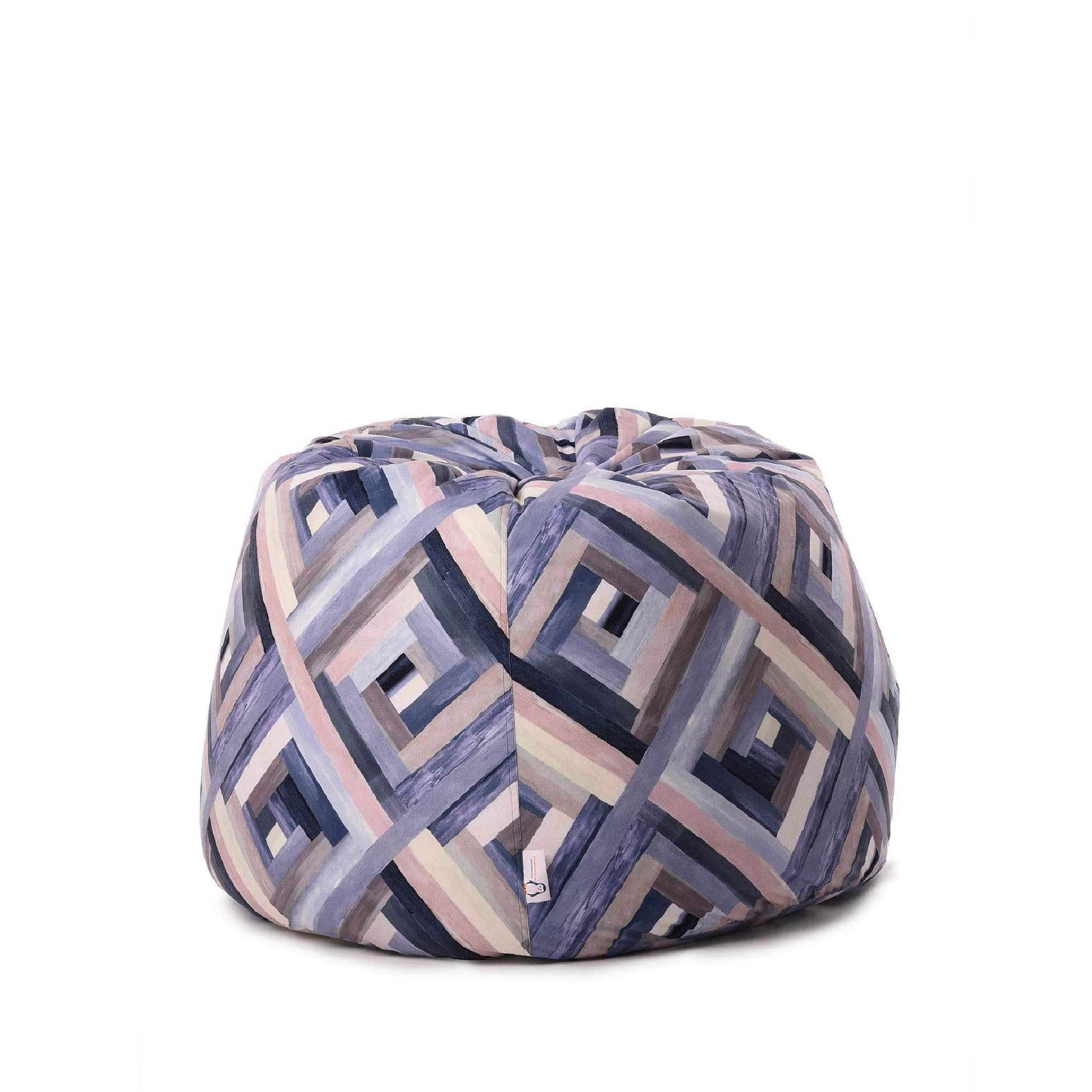 Penguin Group Bean Bags Grey&Beige Diamond Velvet Patterned Bean bag