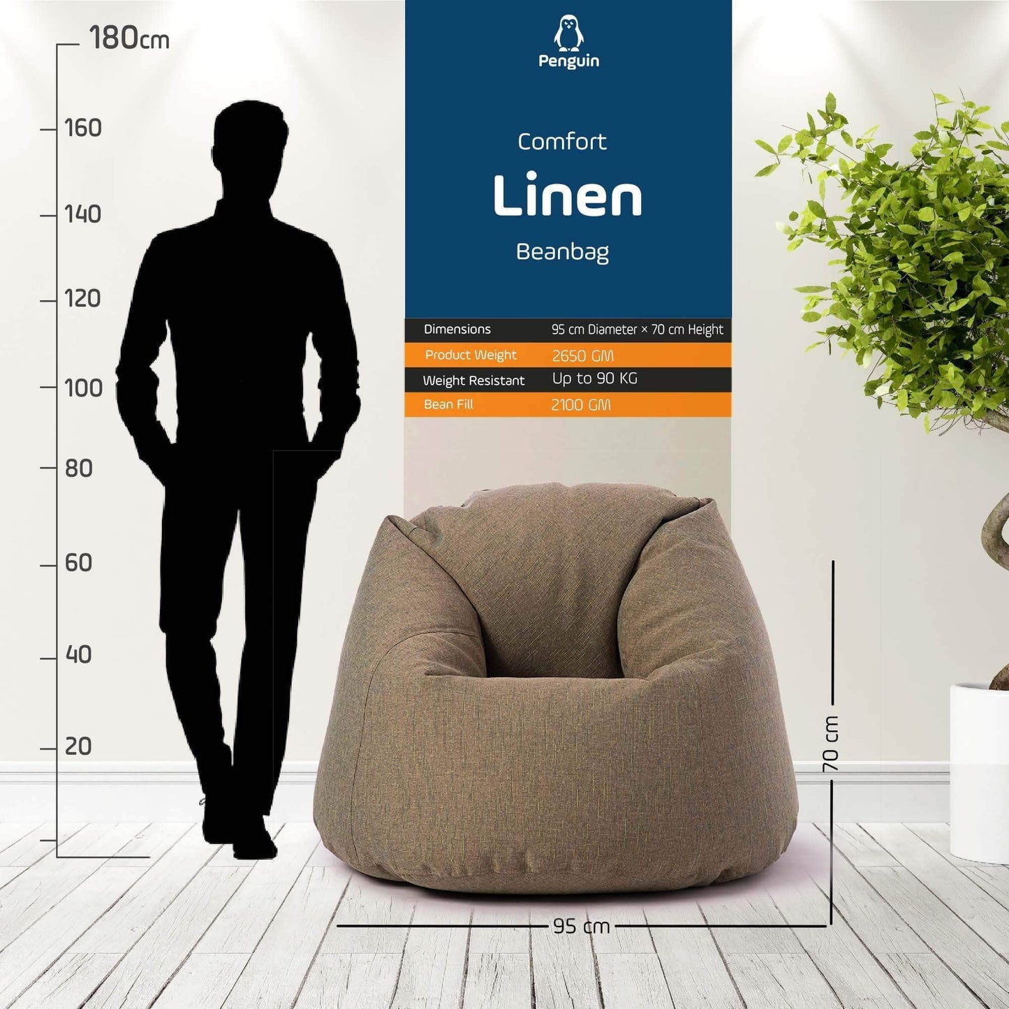 Penguin Group Bean Bags Premium Linen Bean Bag