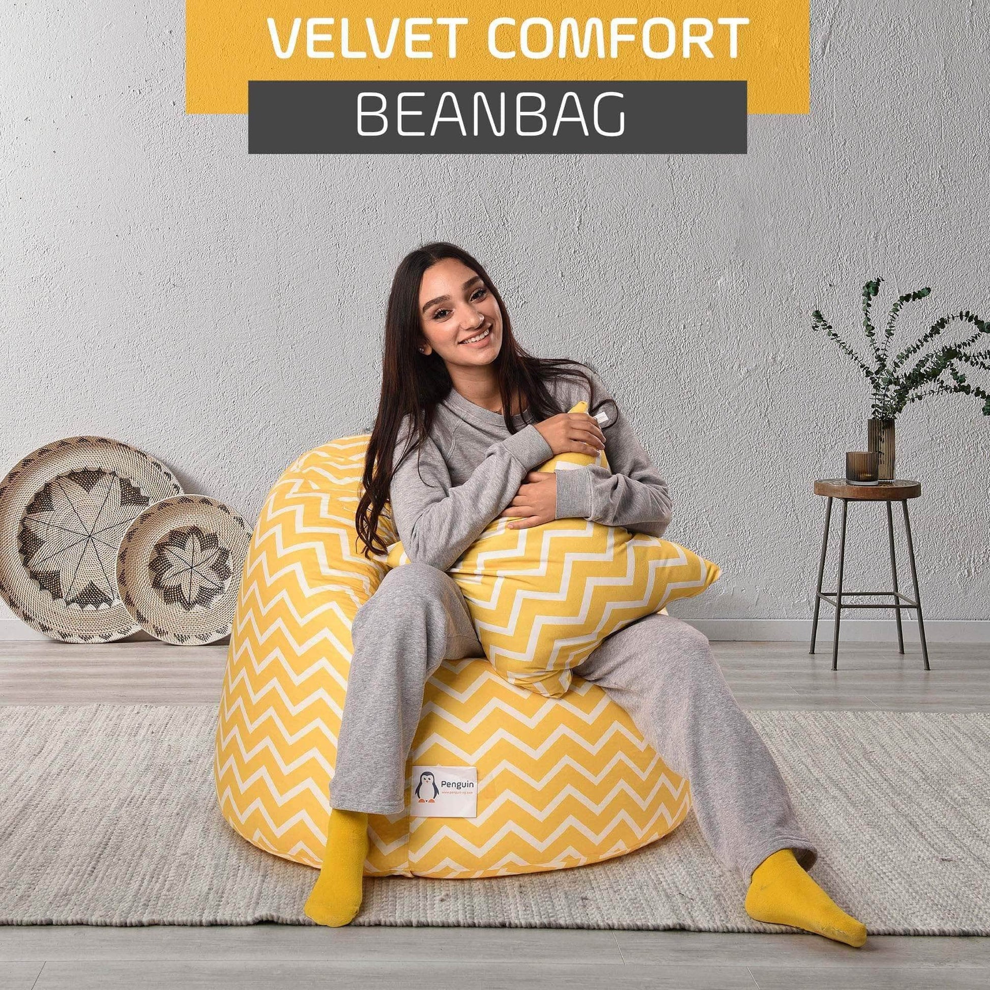 Penguin Group Bean Bags Zigzag Velvet Bean Bag