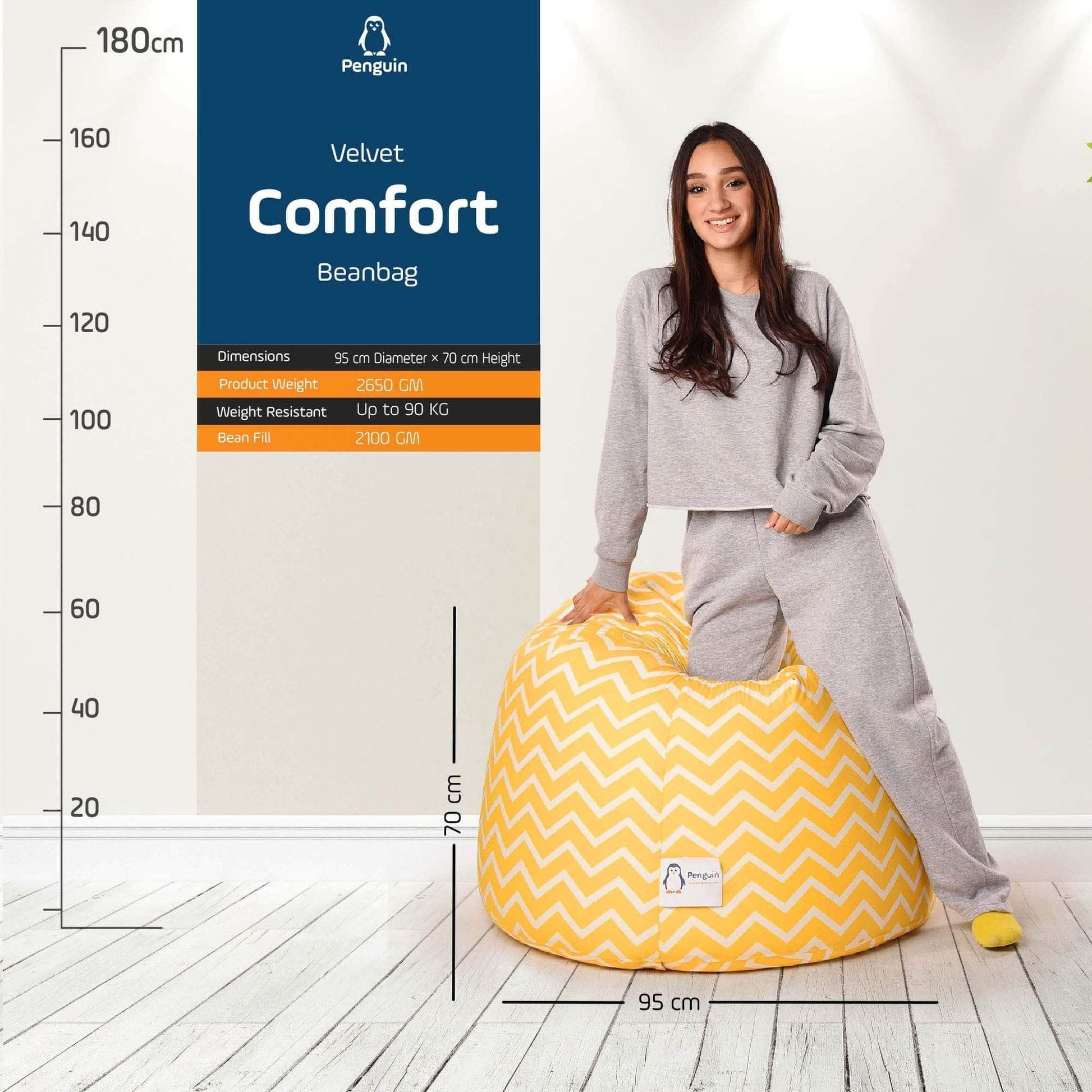 Penguin Group Bean Bags Zigzag Velvet Bean Bag