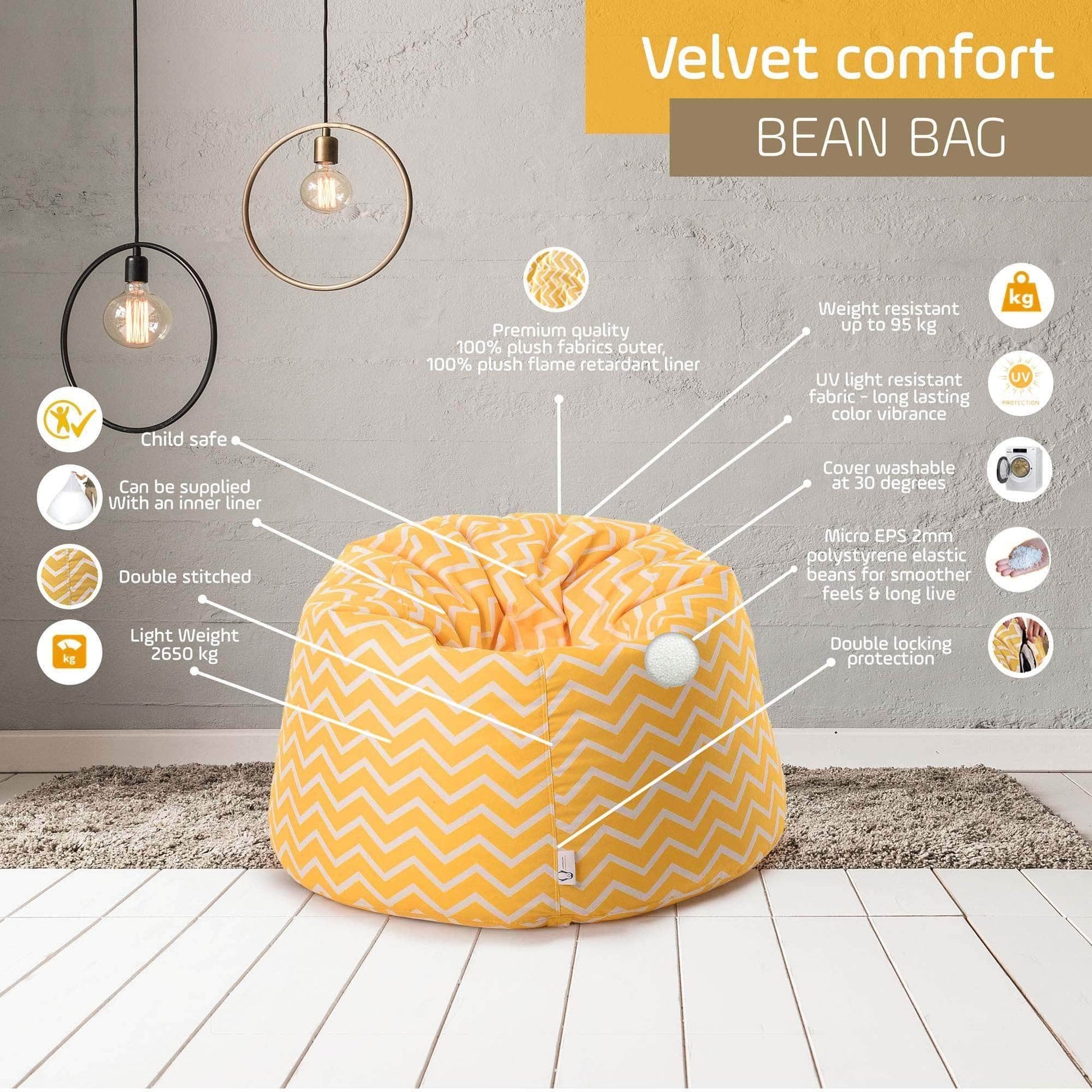 Penguin Group Bean Bags Zigzag Velvet Bean Bag