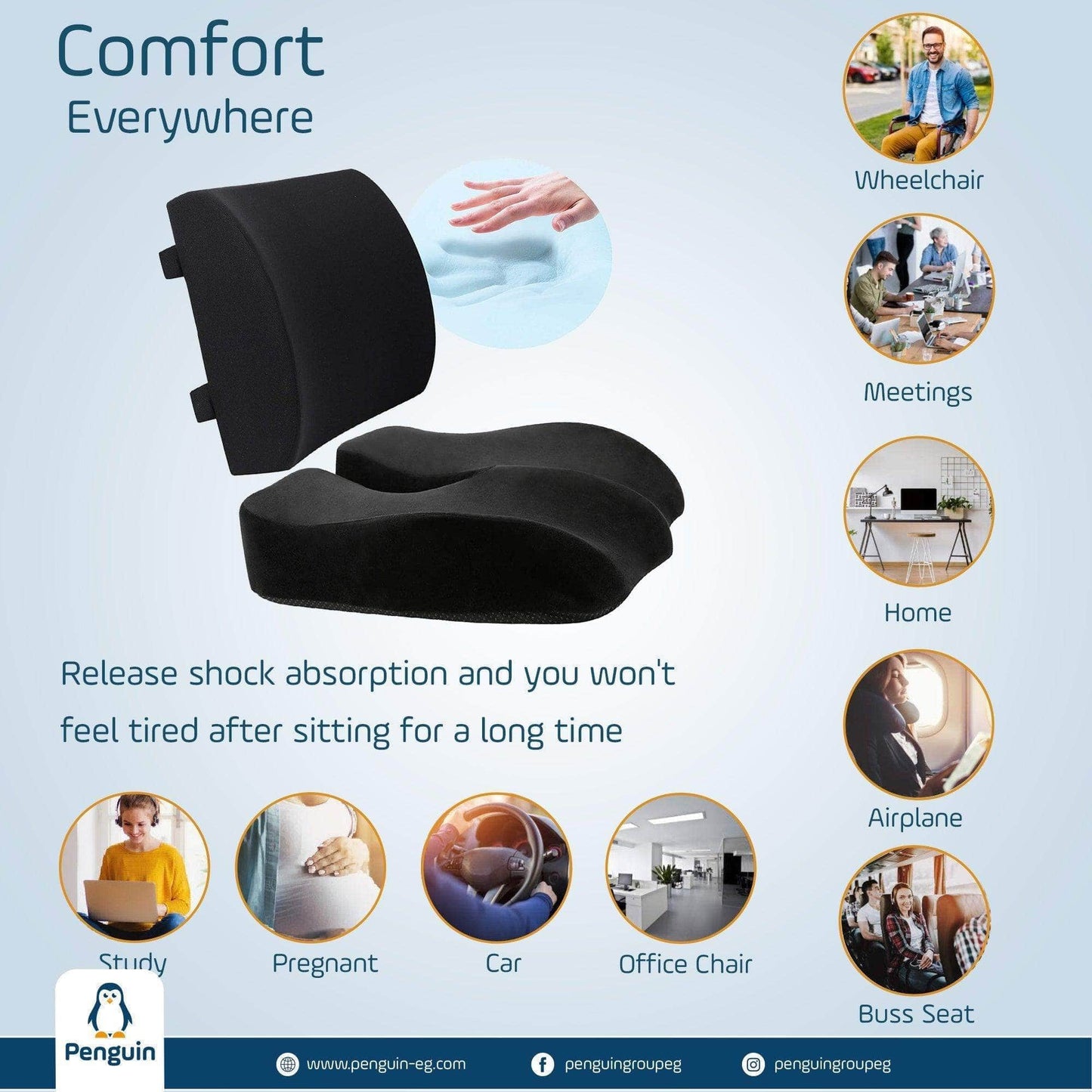 Penguin Group Cushions Lumbar & Coccyx Seat Cushion