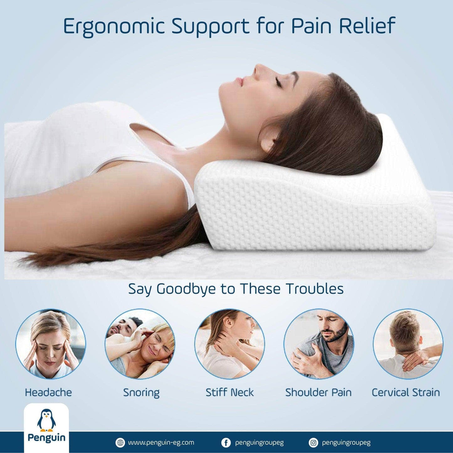 Penguin Group Pillows Cervical Contour Memory Foam Pillow