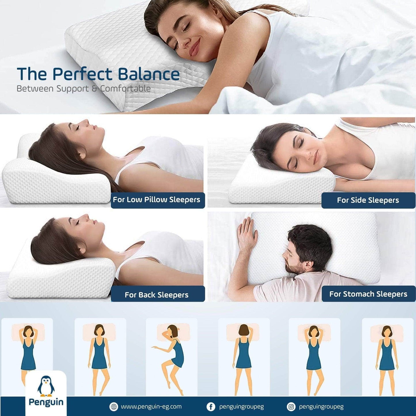 Penguin Group Pillows Cervical Contour Memory Foam Pillow