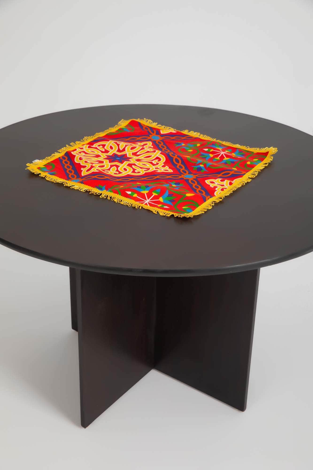 Penguin Group Table Runners SQ. Linen Golden Tassel Fringe Table Runner  - 50*50 cm