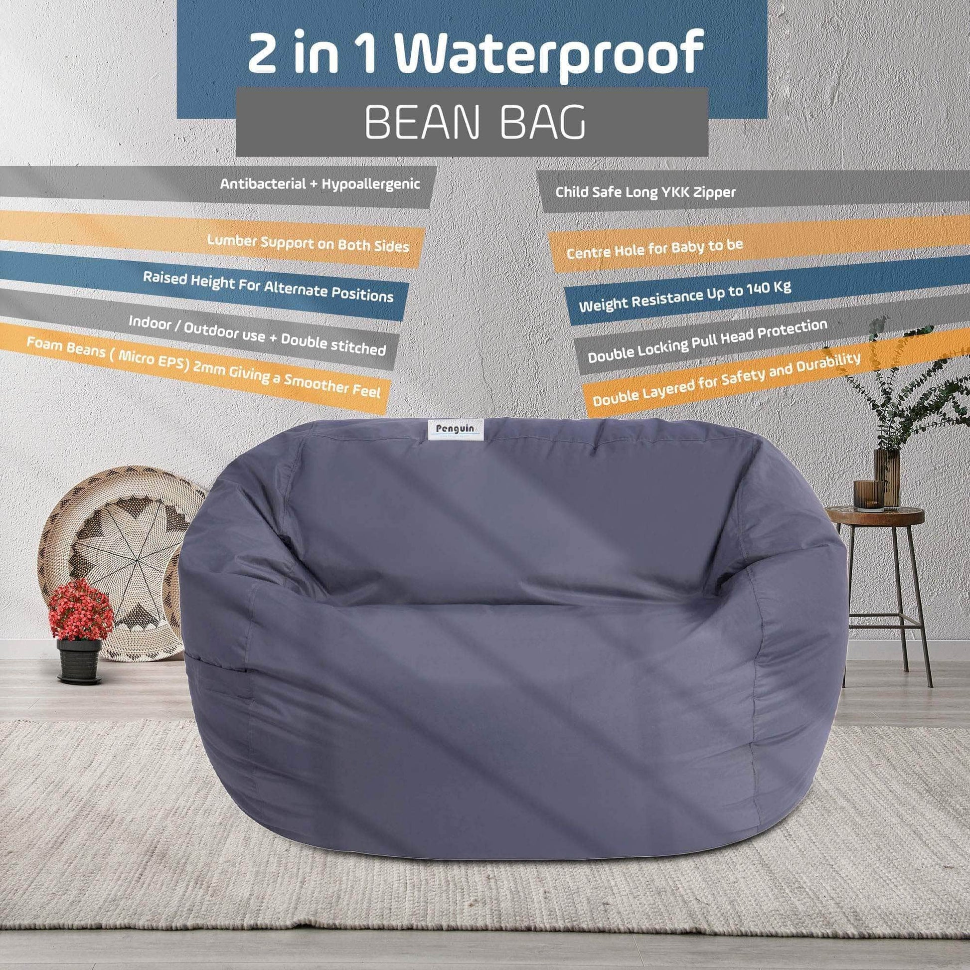 Penguin Group Waterproof Bean Bags 2 in 1 Waterproof Bean bag