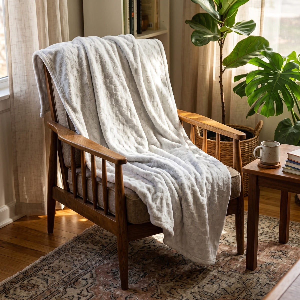 Checkered Plush Blanket 220×240 cm