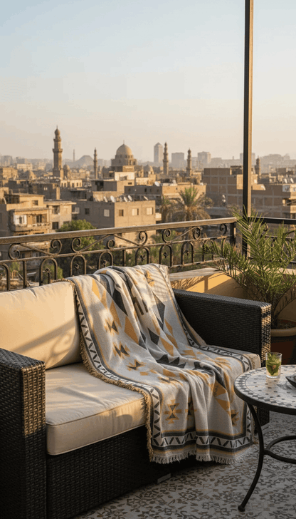 Aztec Bedspread Summer Soft Blanket Cover Lightweight Tribal - Beige