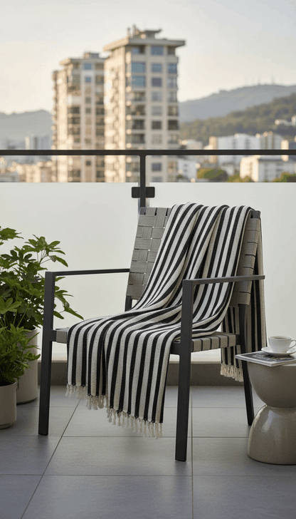 Bedspread Turkish Cotton Blankets Bed Cover Summer Coverlet - Black and white striped