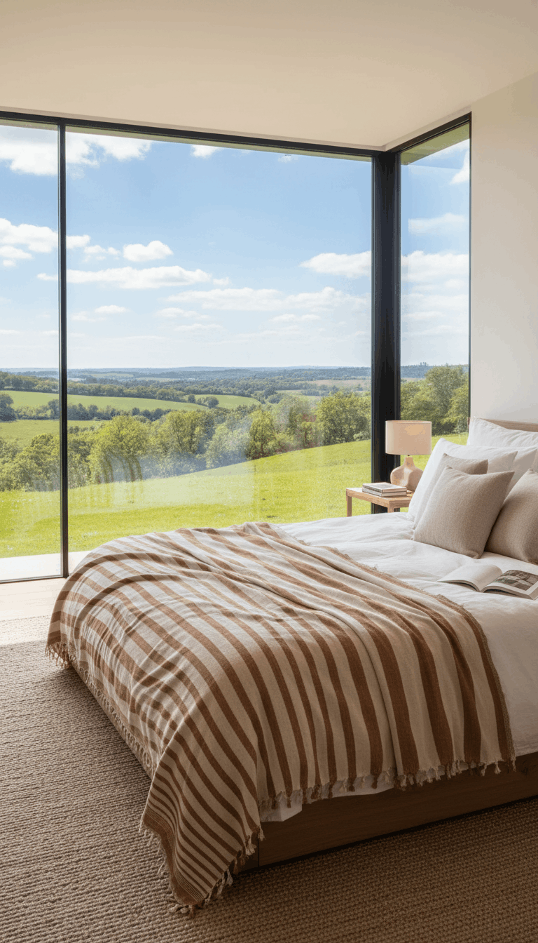 Bedspread Turkish Cotton Blankets Cover Summer Coverlet - Beige and Brown striped