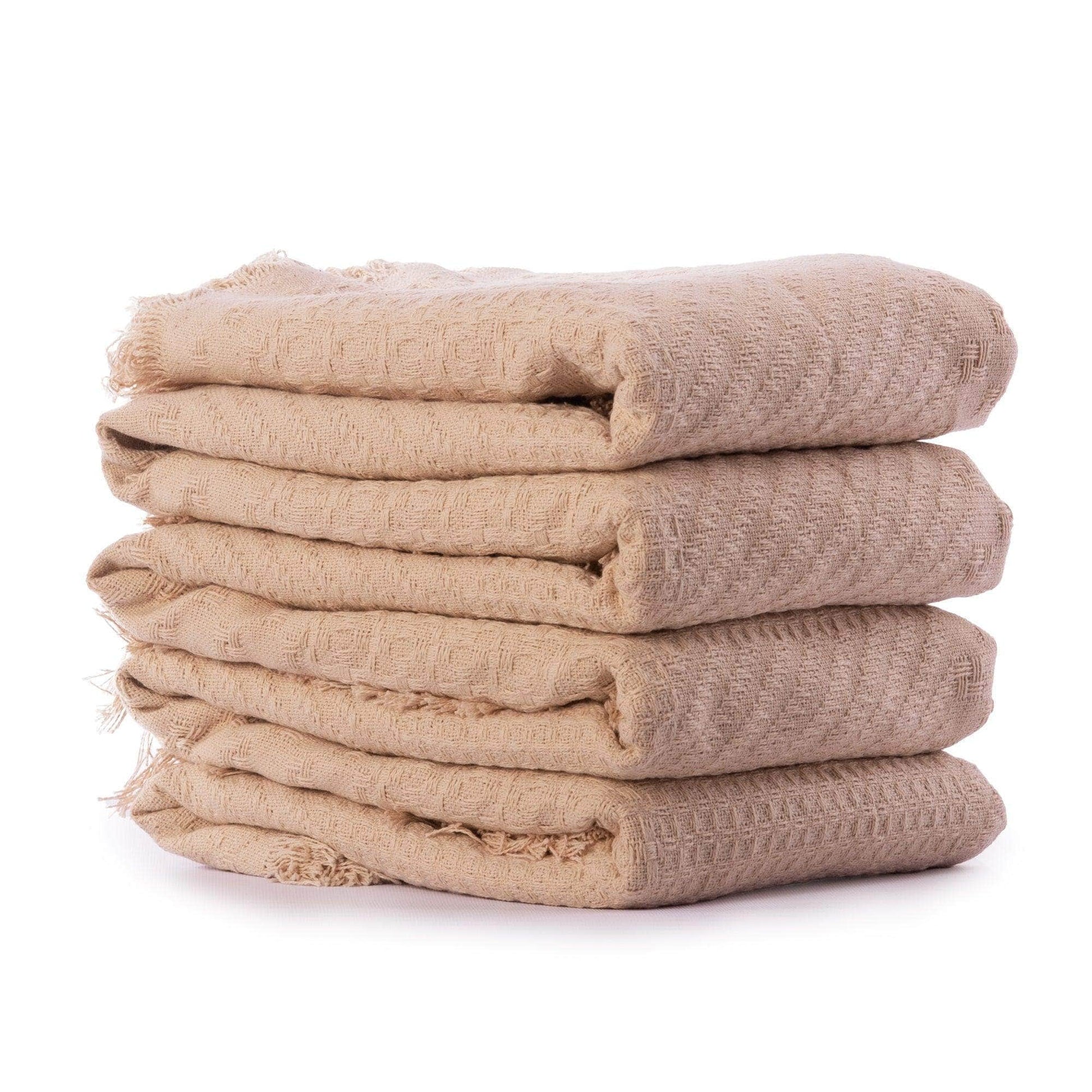 Penguin Group Blanket & Duvet Beige Solid Tassel Fringe Throw Blanket 240 cm2