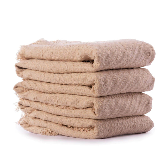Penguin Group Blanket & Duvet Beige Solid Tassel Fringe Throw Blanket 240 cm2