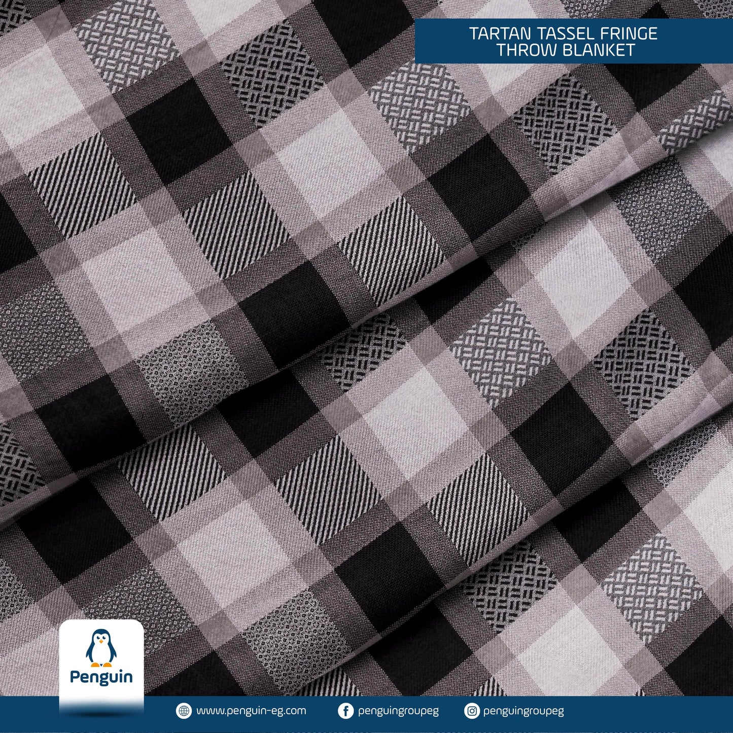 Penguin Group Blanket & Duvet Black/ White Tassel Fringe Throw Blanket 240 cm2