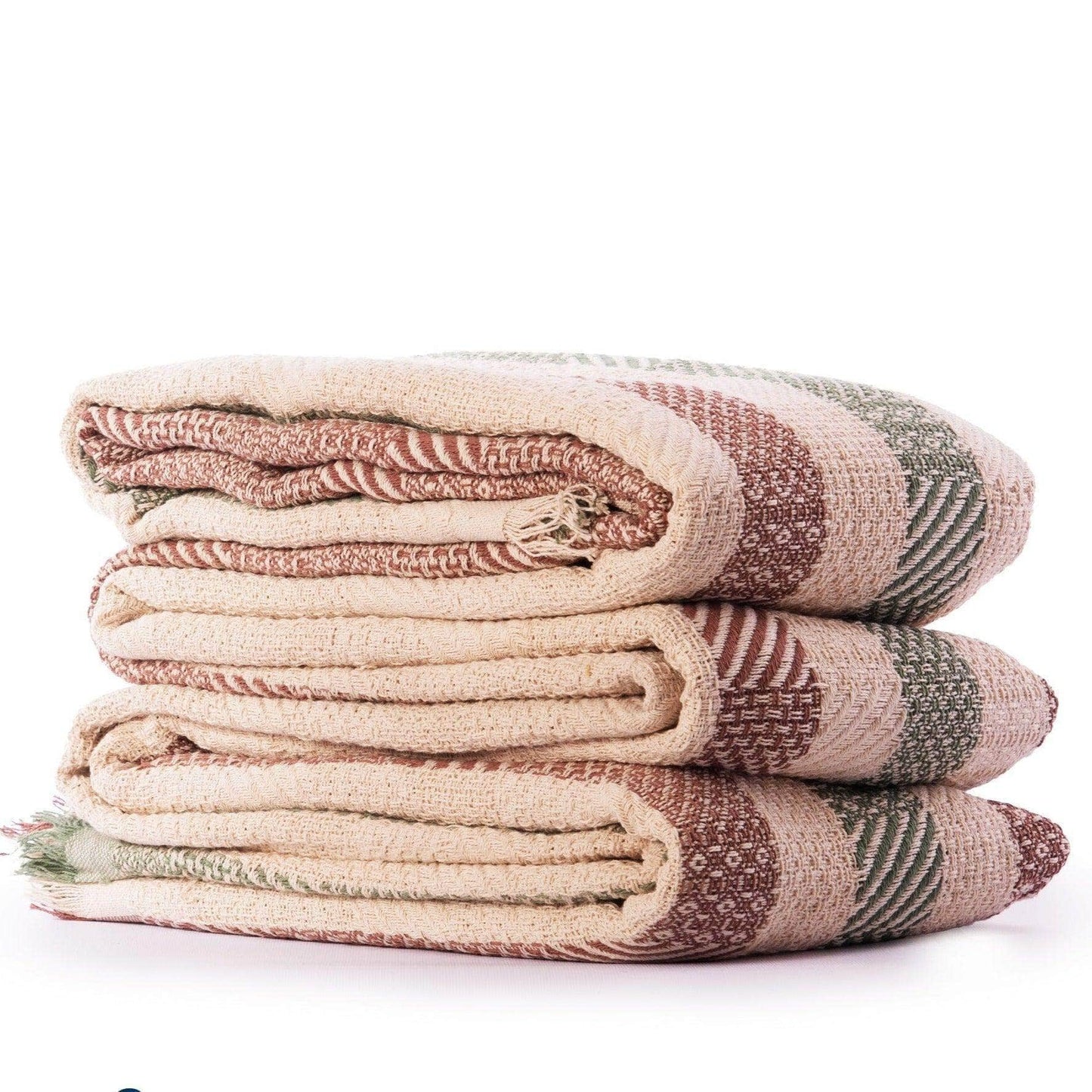 Penguin Group Blanket & Duvet Brown VS Green Strap Tassel Fringe Throw Blanket 240 cm2