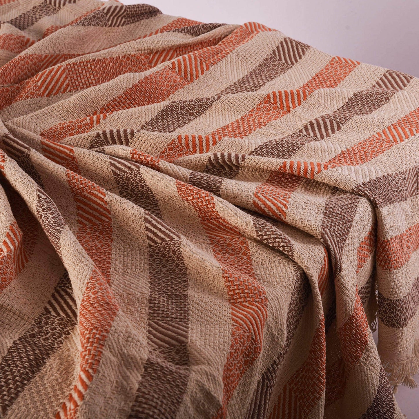 Penguin Group Blanket & Duvet Orange vs Brown Starp Tassel Fringe Throw Blanket 240 cm2