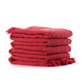 Red Solid Tassel Fringe Throw Blanket 240 cm2