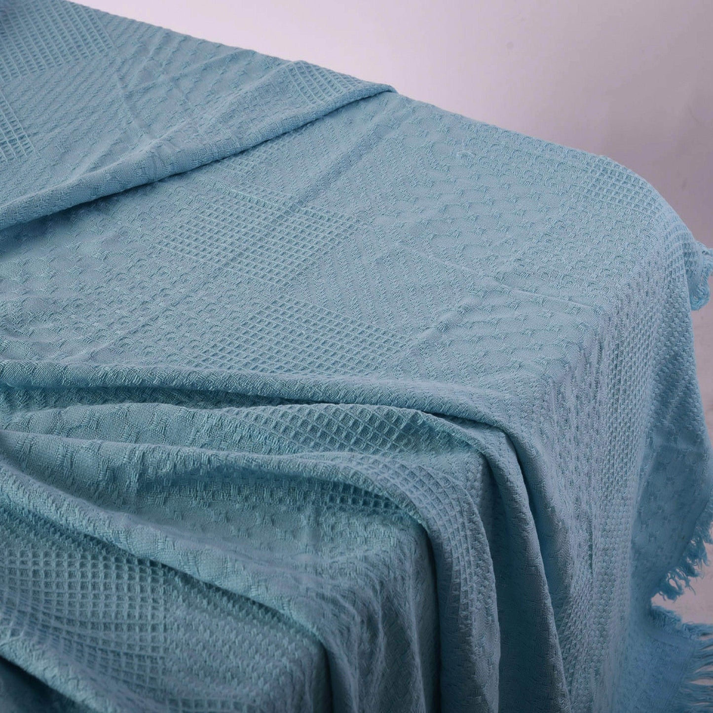 Penguin Group Blanket & Duvet Sky-Blue Solid Tassel Fringe Throw Blanket 240 cm2