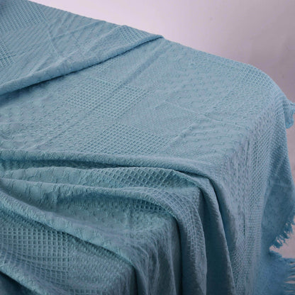 Penguin Group Blanket & Duvet Sky-Blue Solid Tassel Fringe Throw Blanket 240 cm2