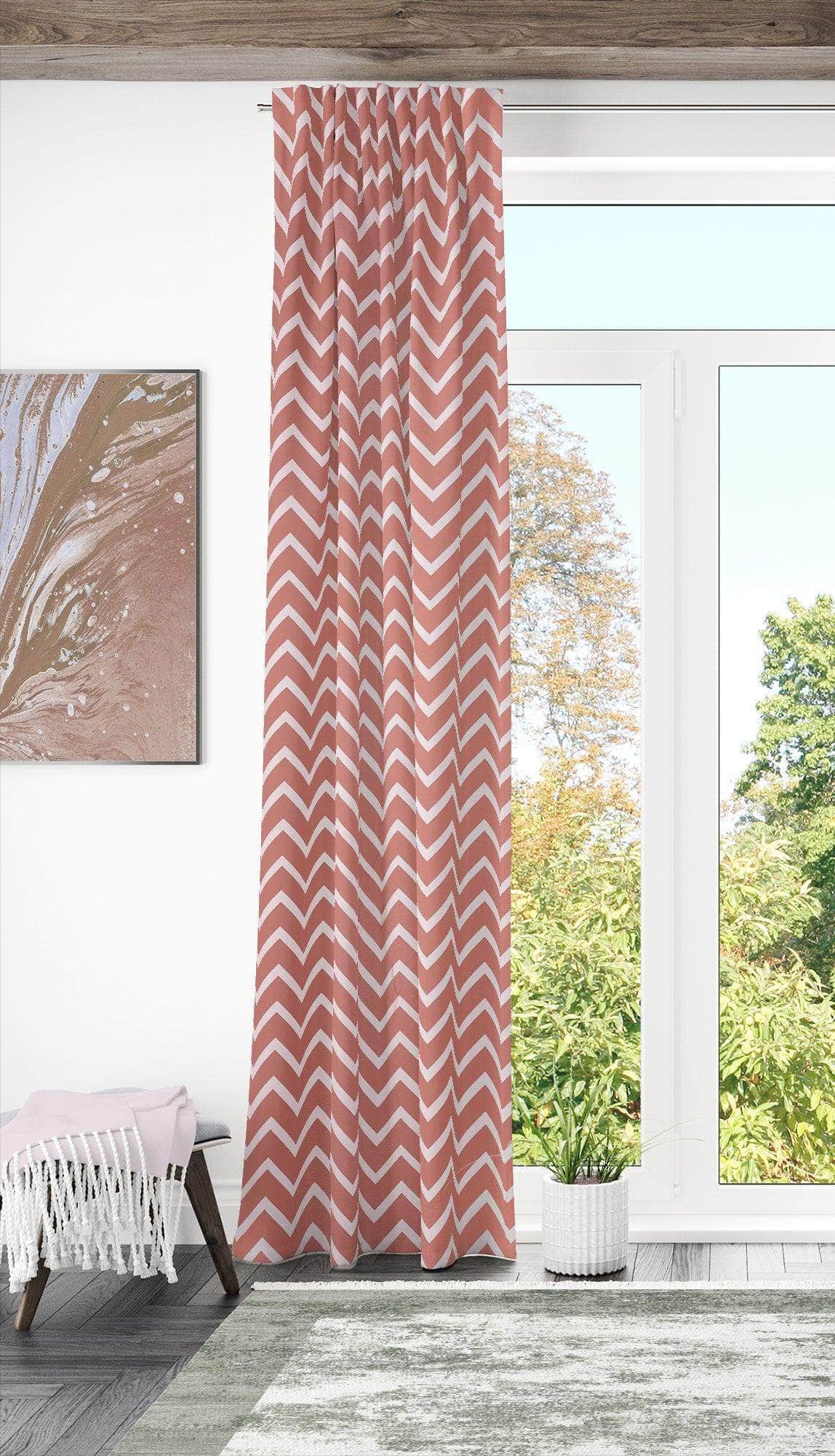 Penguin Group Curtains 250 H × 140 W (cm) Brown Zigzag Rik-Tig Curtain
