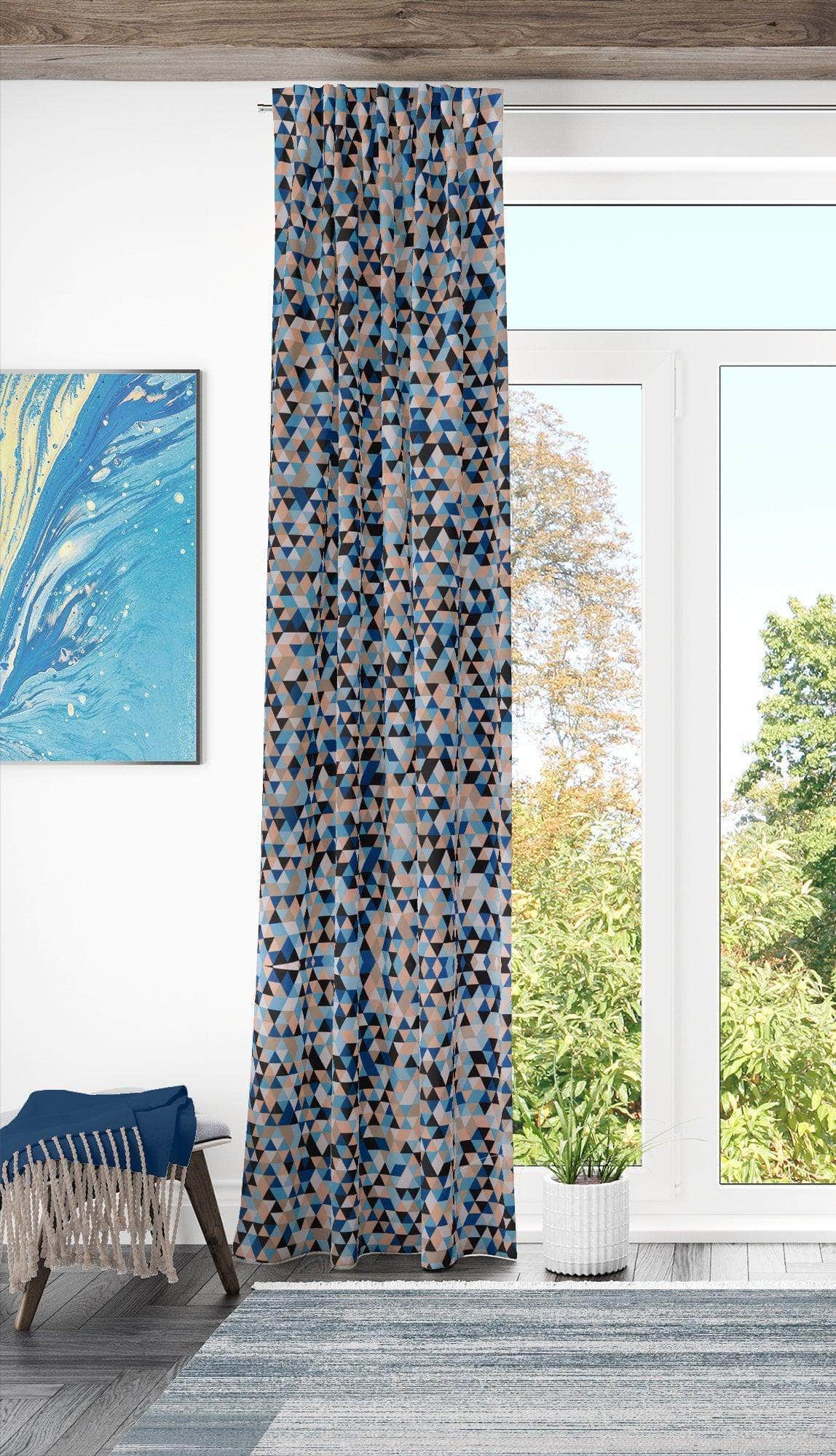 Penguin Group Curtains 250 H × 140 W (cm) Cyan Velvet Broken Glass Rik-Tig Curtain