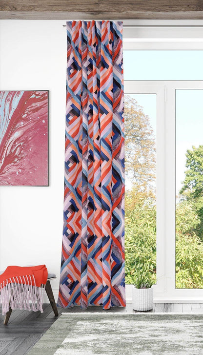 Penguin Group Curtains 250 H × 140 W (cm) Orange Blue Diamond Rik-Tig Curtain