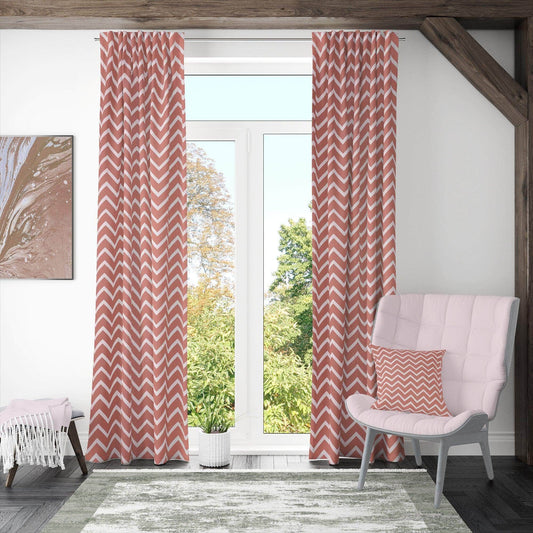 Penguin Group Curtains 250 H × 280 W (cm) Brown Zigzag Rik-Tig Curtain