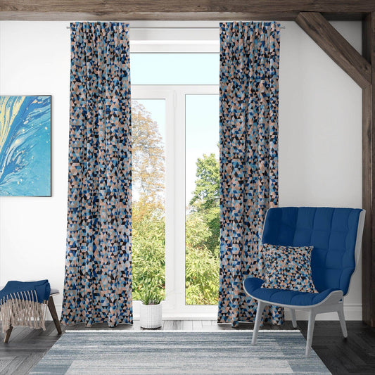 Penguin Group Curtains 250 H × 280 W (cm) Cyan Velvet Broken Glass Rik-Tig Curtain