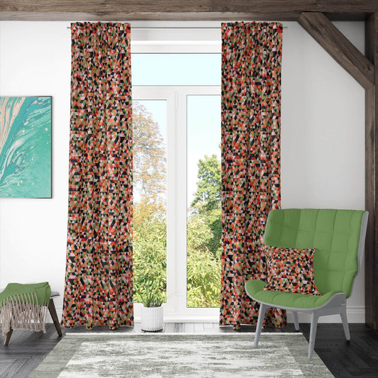 Penguin Group Curtains 250 H × 280 W (cm) Magenta Velvet Broken Glass Rik-Tig Curtain