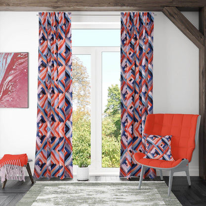 Penguin Group Curtains 250 H × 280 W (cm) Orange Blue Diamond Rik-Tig Curtain