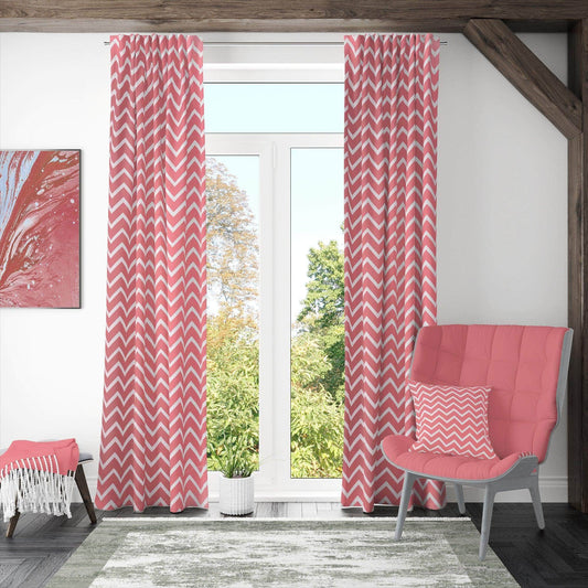 Penguin Group Curtains 250 H × 280 W (cm) Pinky Zigzag Rik-Tig Curtain