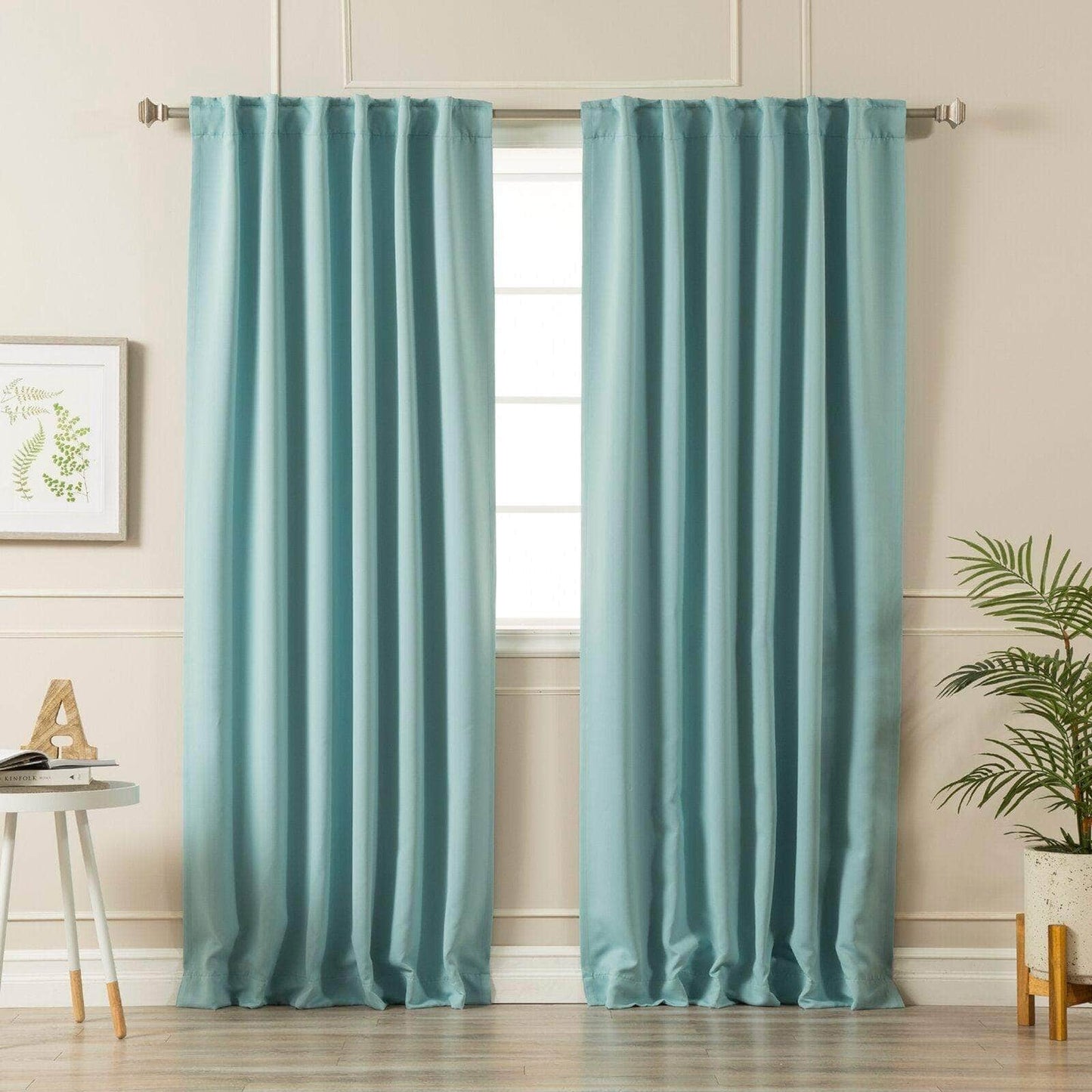 Penguin Group Curtains 250 H × 280 W (cm) Turquoise Velvet RikTig curtain