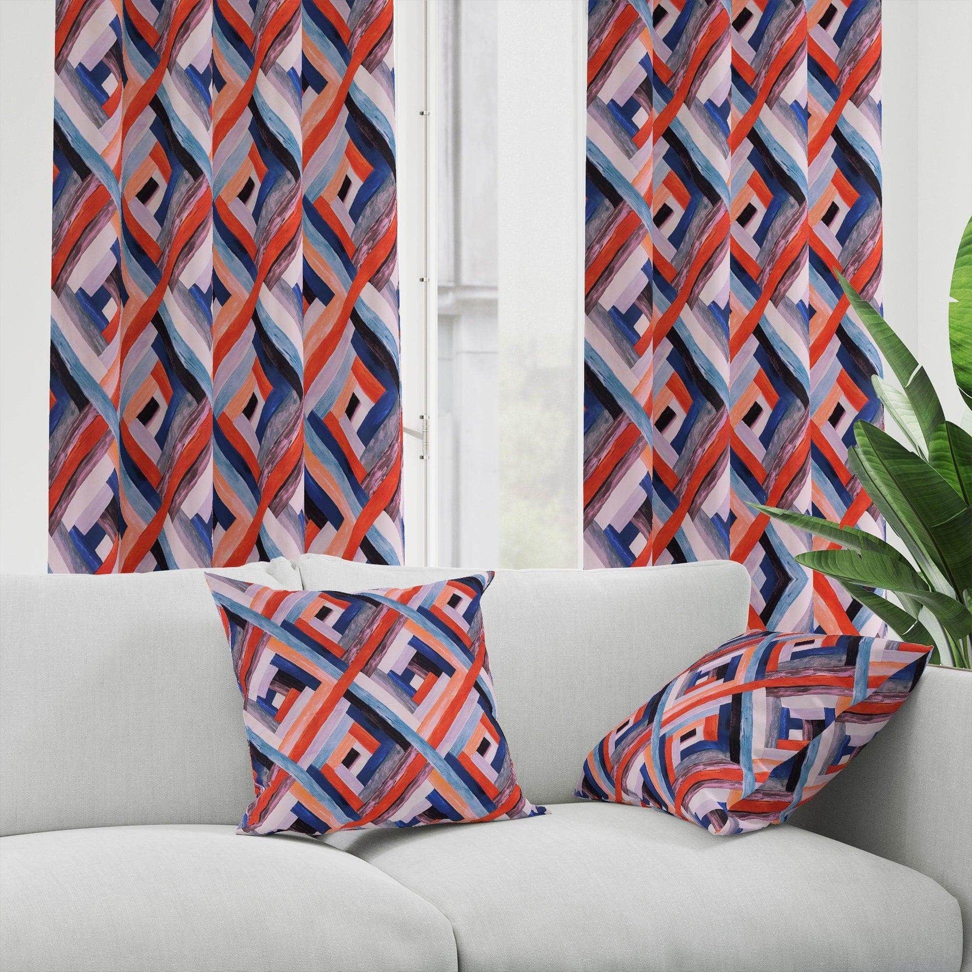Penguin Group Curtains Orange Blue Diamond Rik-Tig Curtain