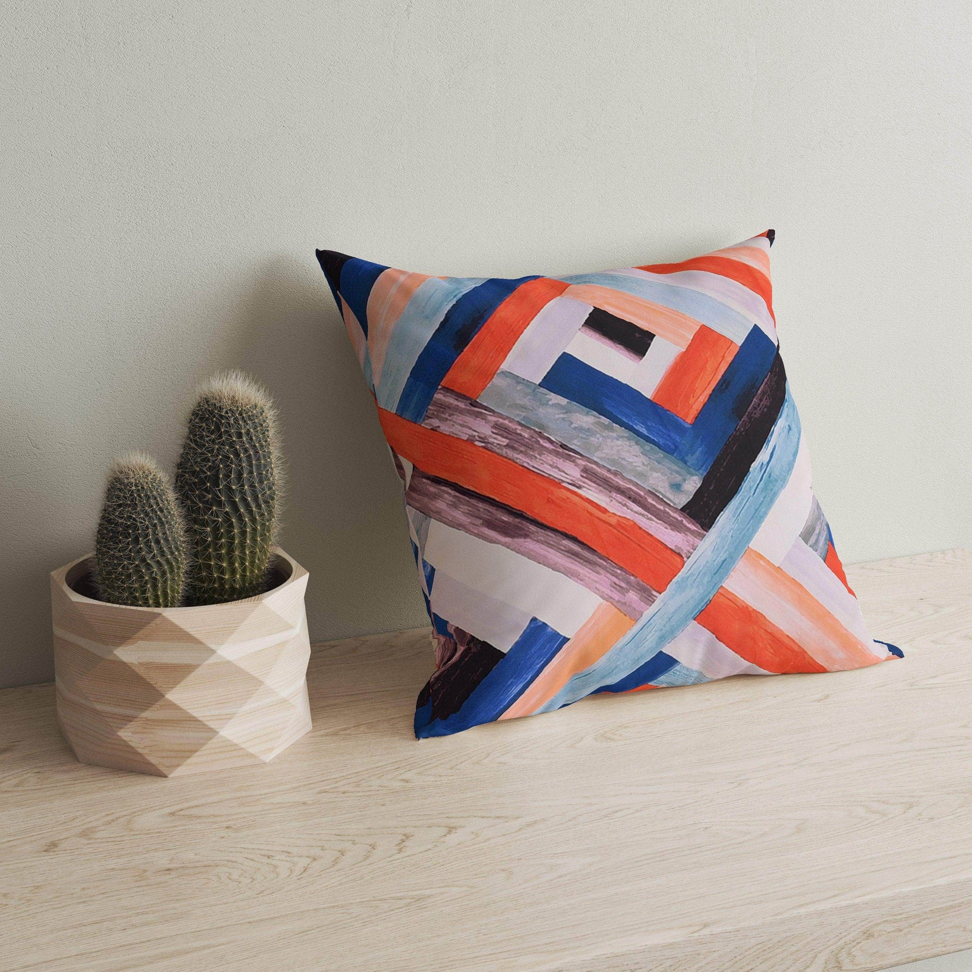 Penguin Group Pillows Blue-Orange Diamond Velvet Throw Pillow