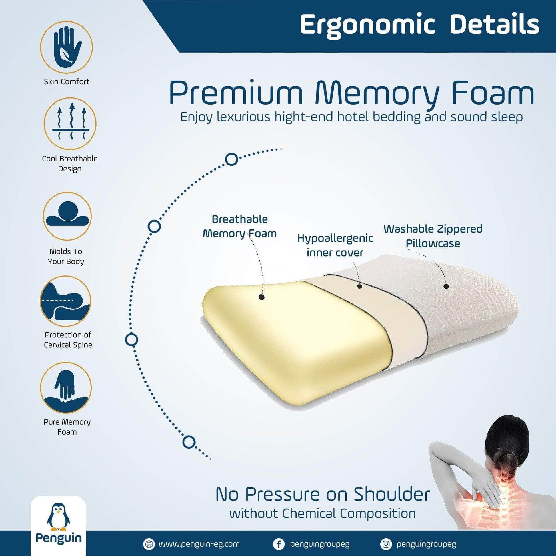 Penguin Group Pillows Butterfly Curved Memory Foam Pillow (Deep-Sleep)