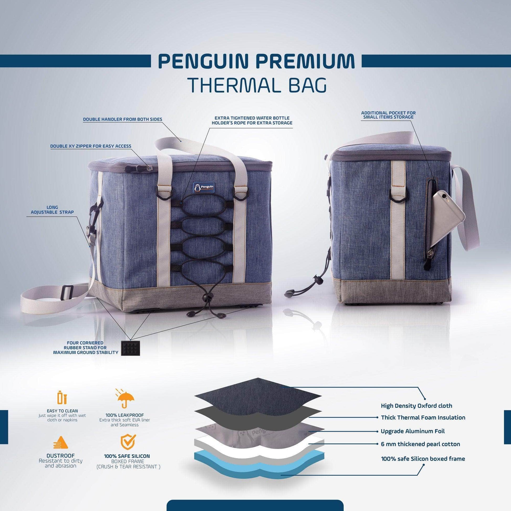 Penguin Group Thermal Bag 15 Liters, Exotic Jeans 3X Insulated thermal Bag