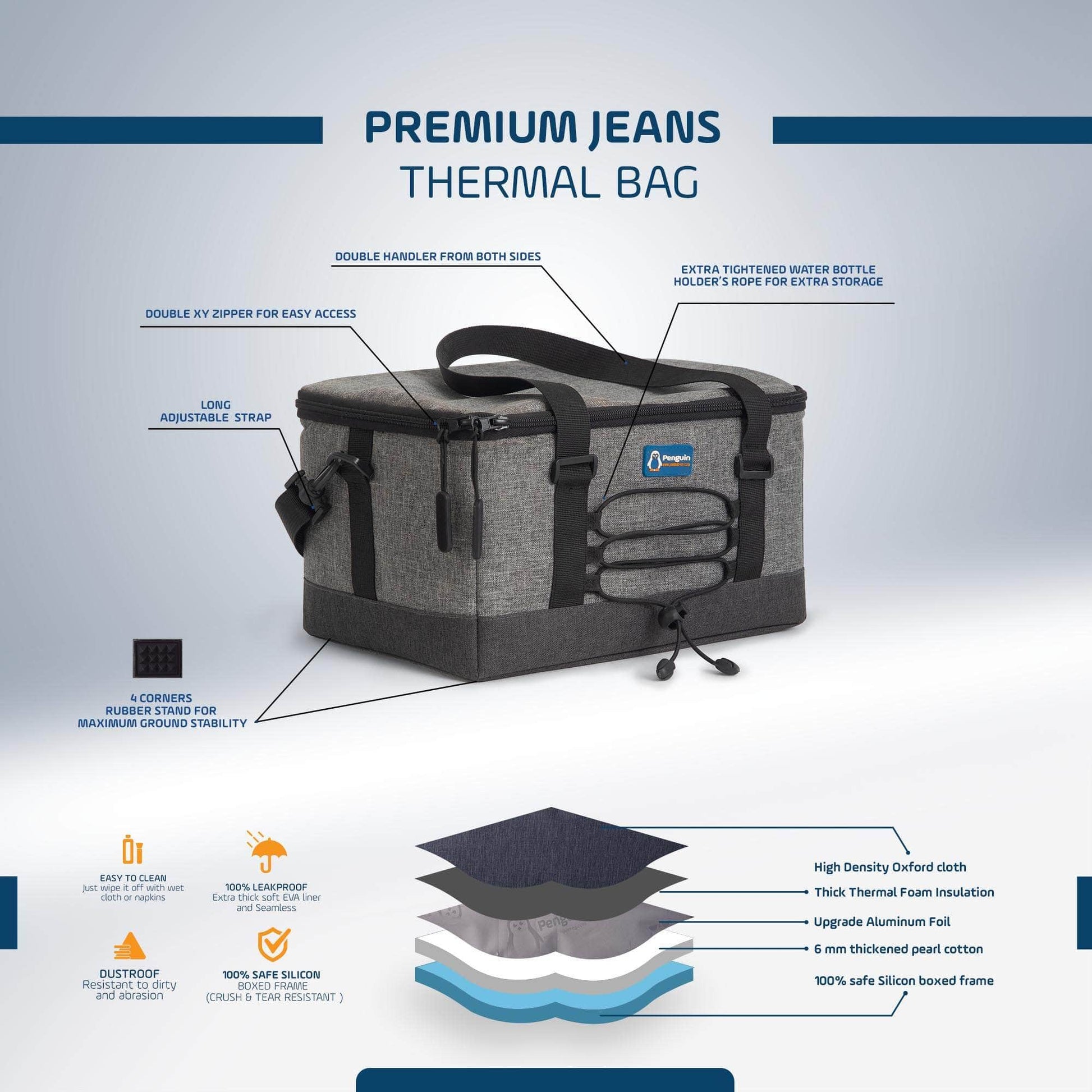 Penguin Group Thermal Bag 9 Liters, Exotic Jeans 3X Insulated thermal Bag