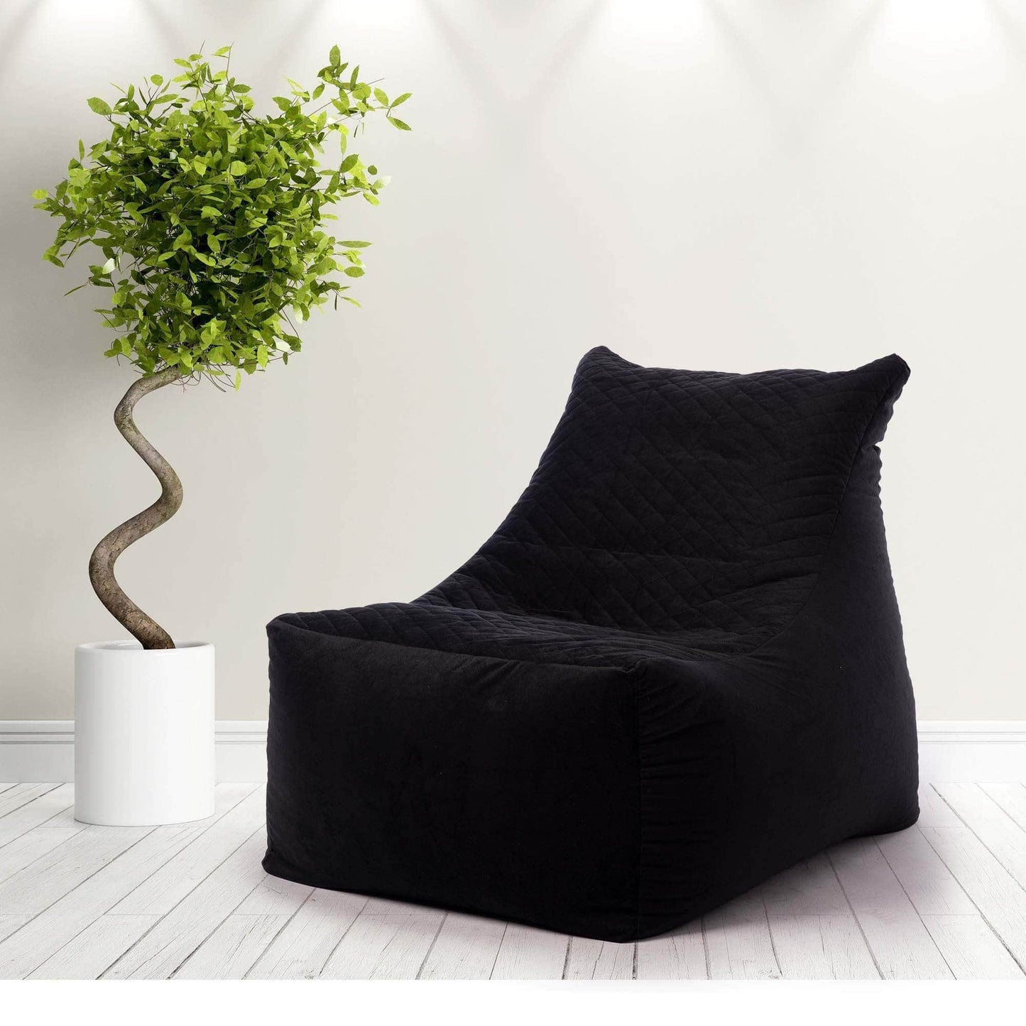 Penguin Group Waterproof Bean Bags Black Velvet Chaise Lounge