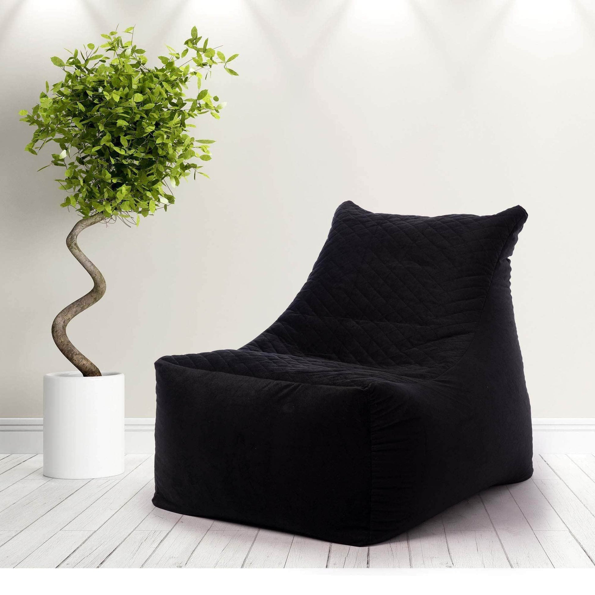 Penguin Group Waterproof Bean Bags Black Velvet Chaise Lounge