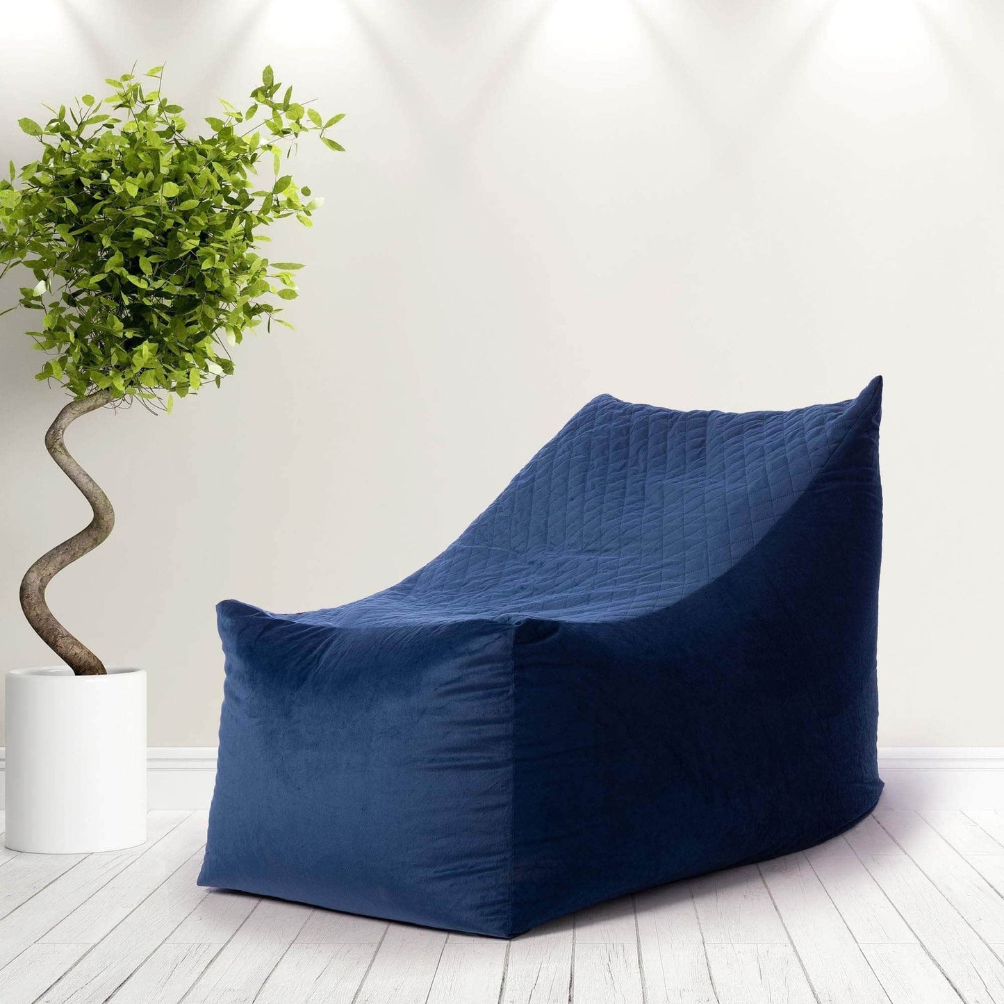 Penguin Group Waterproof Bean Bags Blue Velvet Chaise Lounge