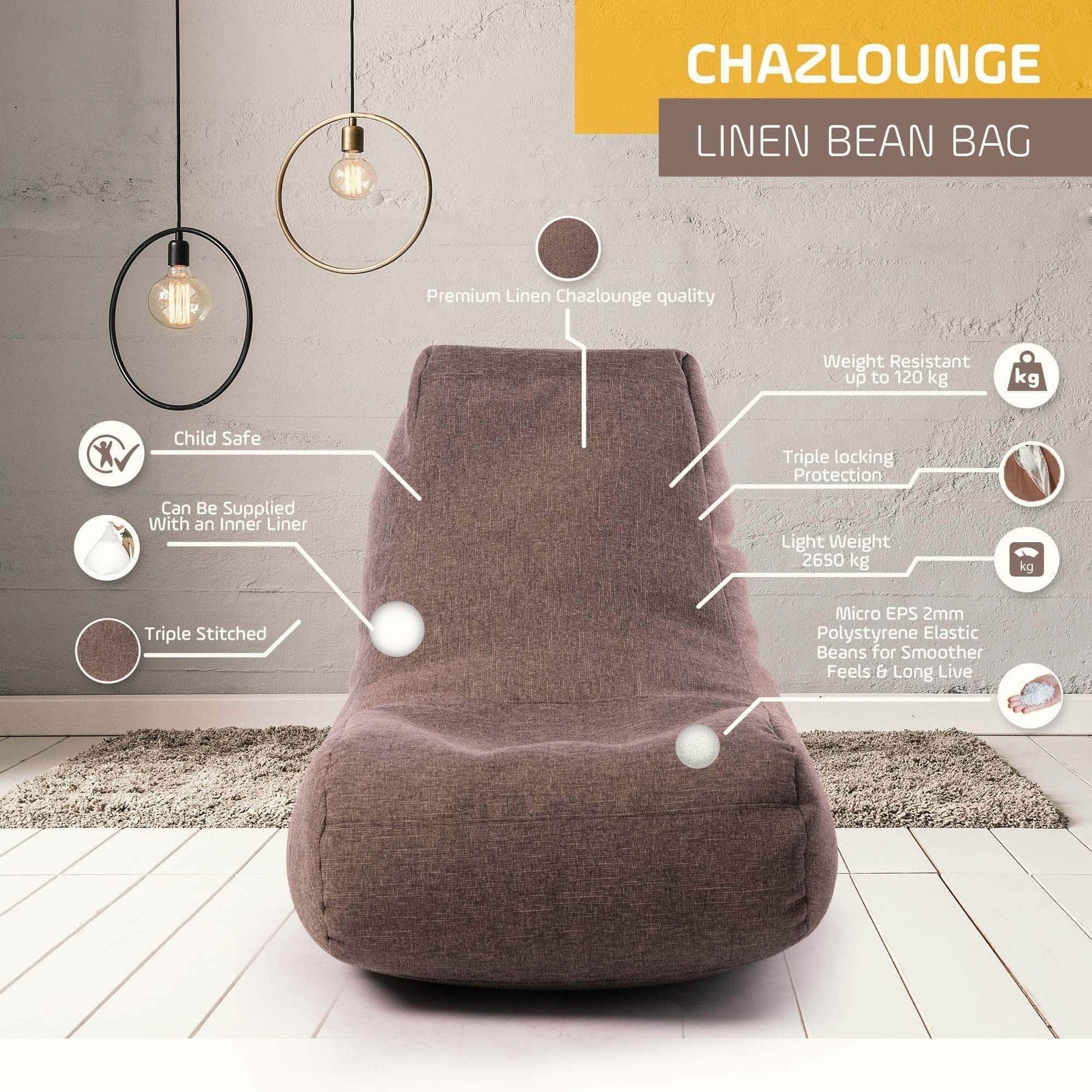 Penguin Group Waterproof Bean Bags Linen Chaise Lounge