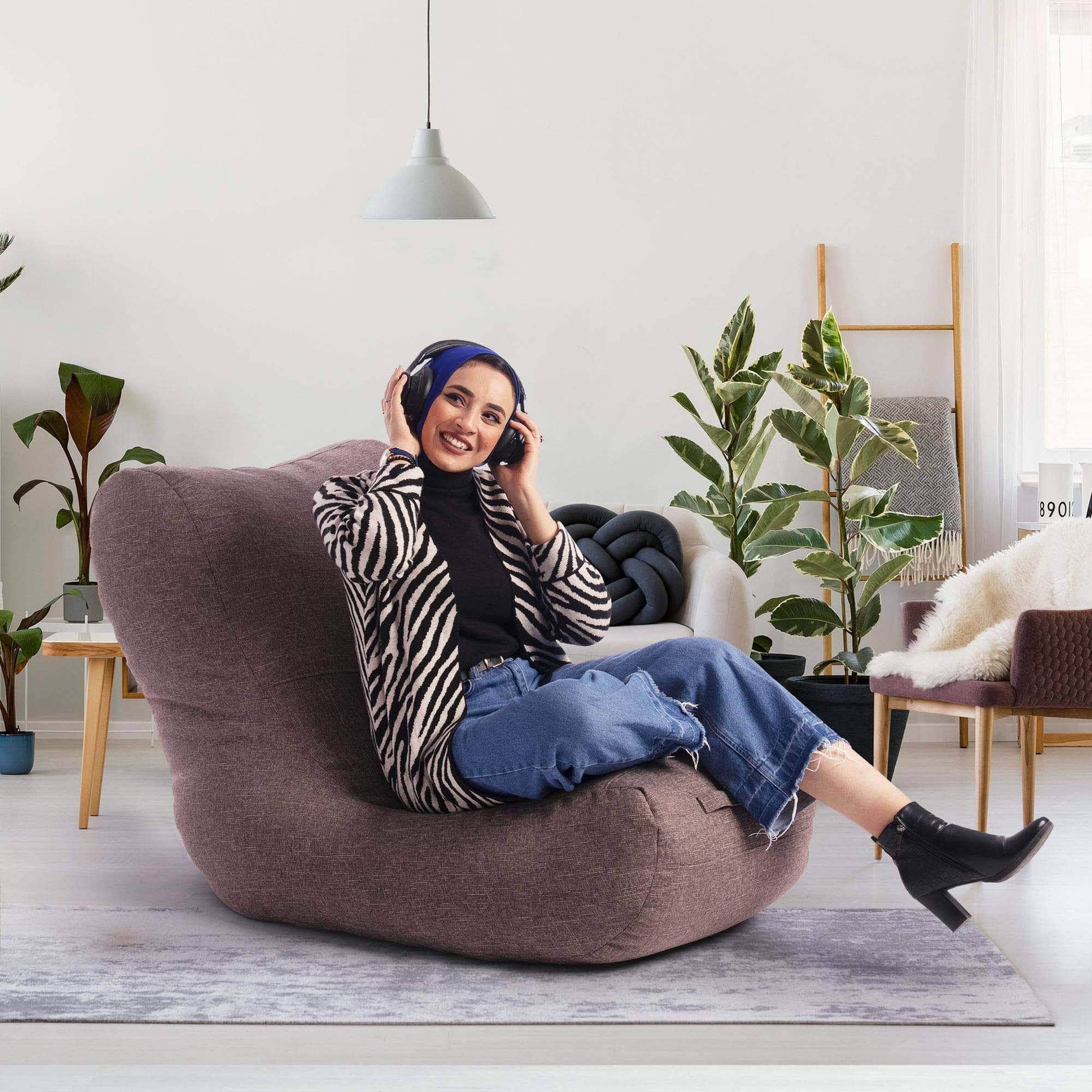 Penguin Group Waterproof Bean Bags Linen Chaise Lounge