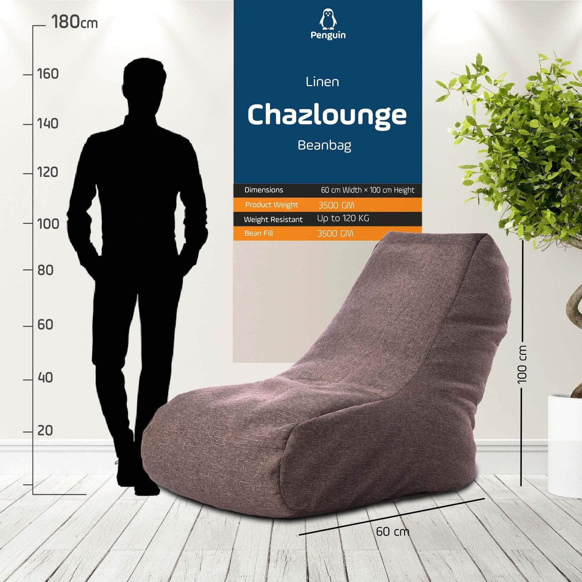 Penguin Group Waterproof Bean Bags Linen Chaise Lounge