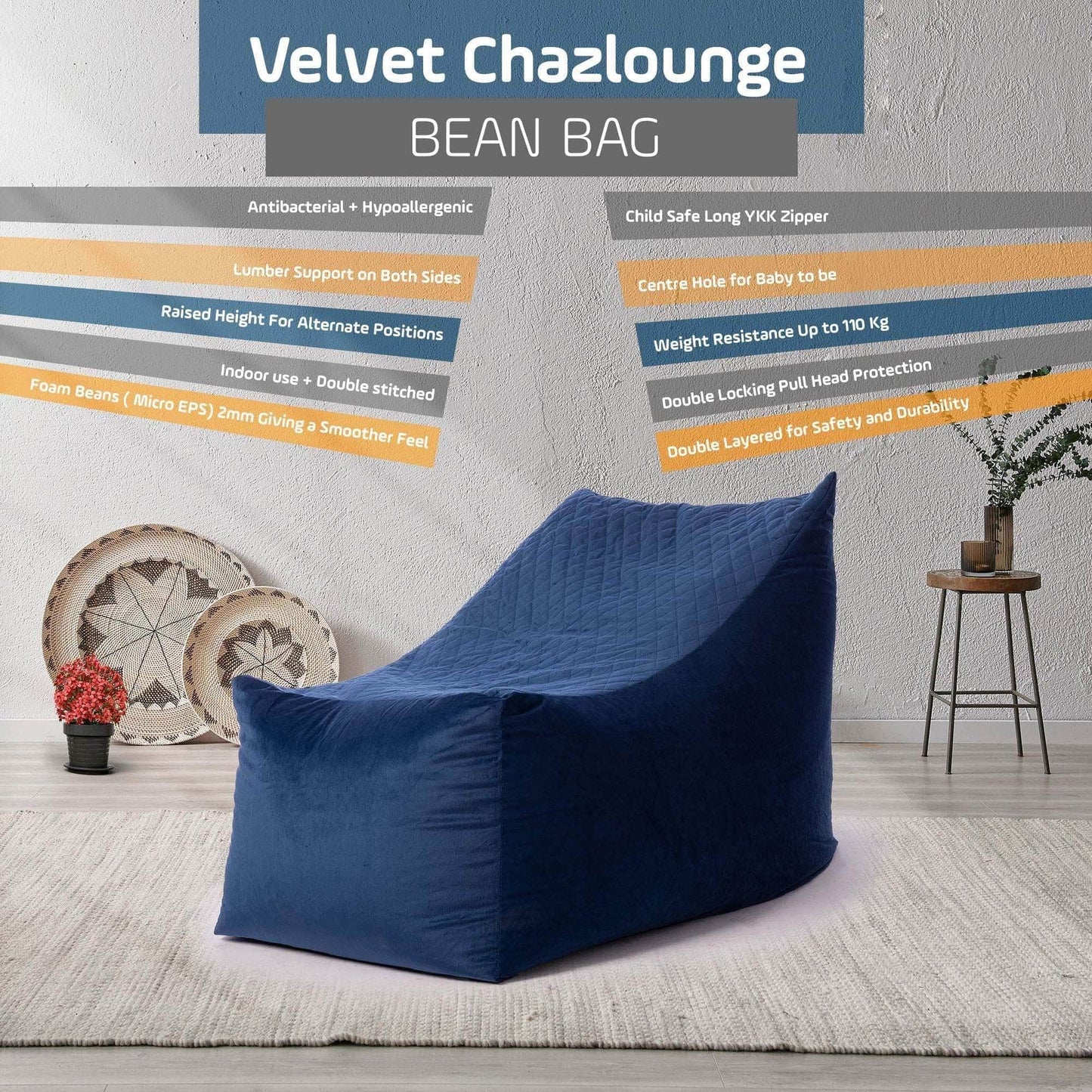 Penguin Group Waterproof Bean Bags Velvet Chaise Lounge