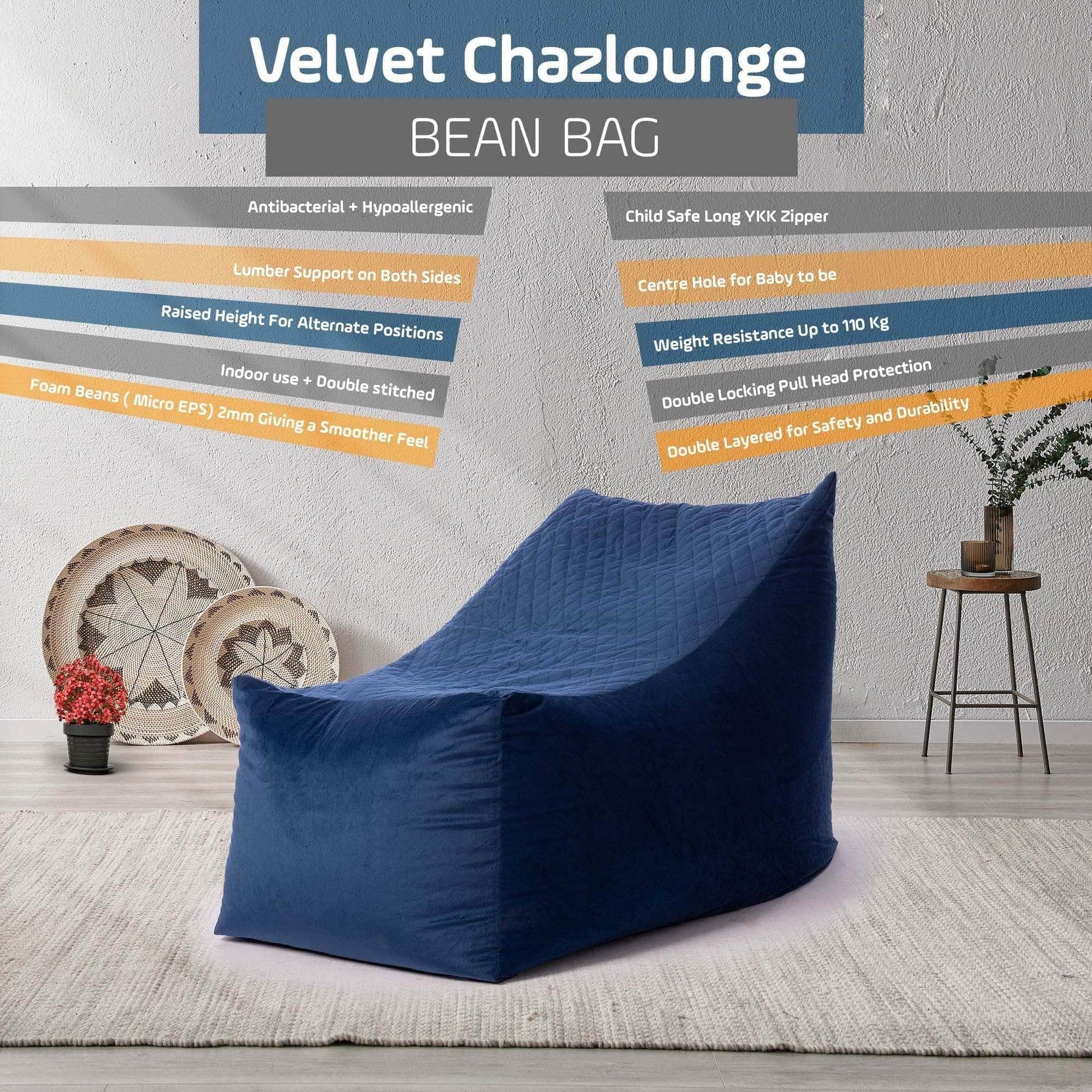 Penguin Group Waterproof Bean Bags Velvet Chaise Lounge