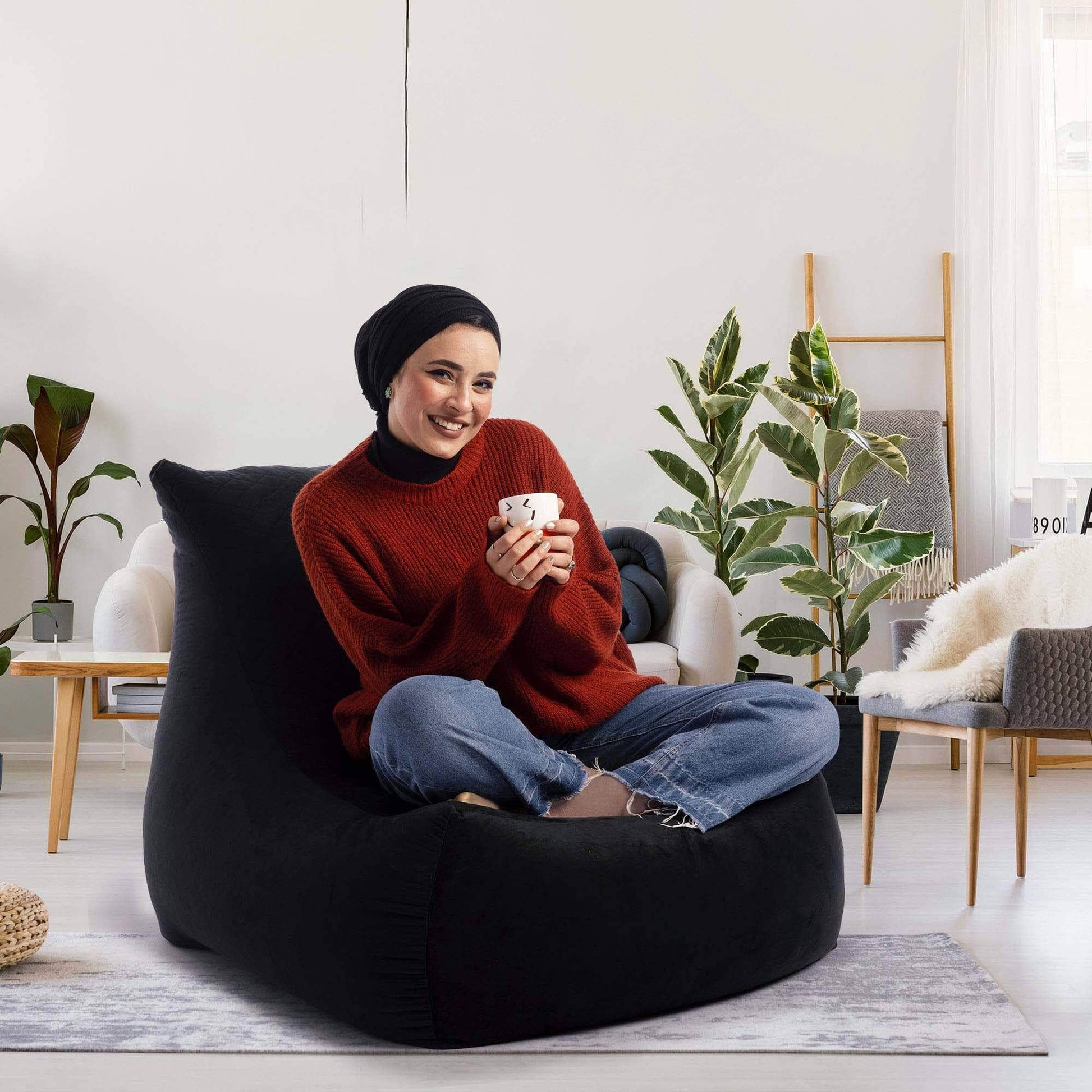 Penguin Group Waterproof Bean Bags Velvet Chaise Lounge