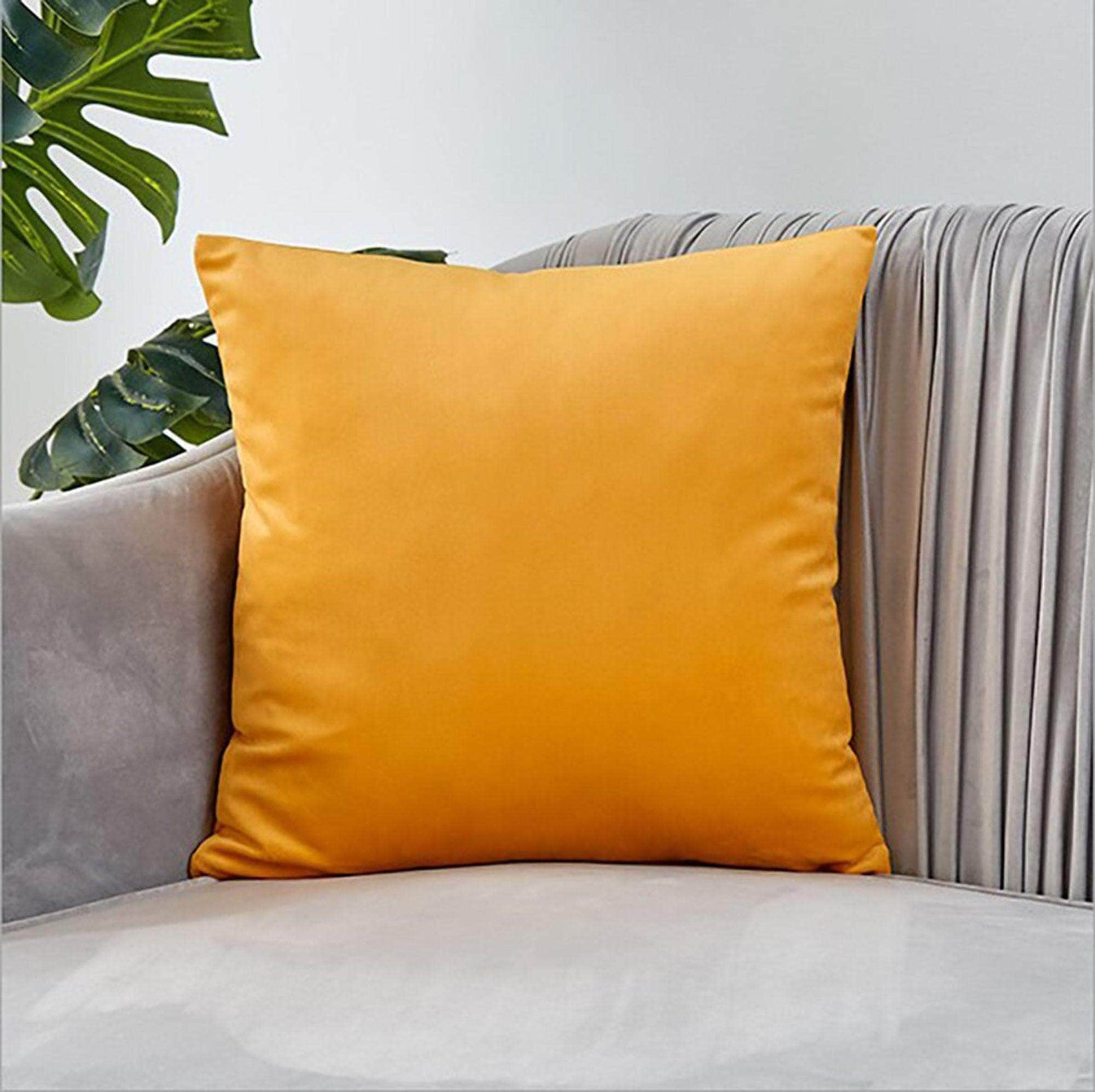 Penguin Group Yellow Solid Velvet Throw Pillows