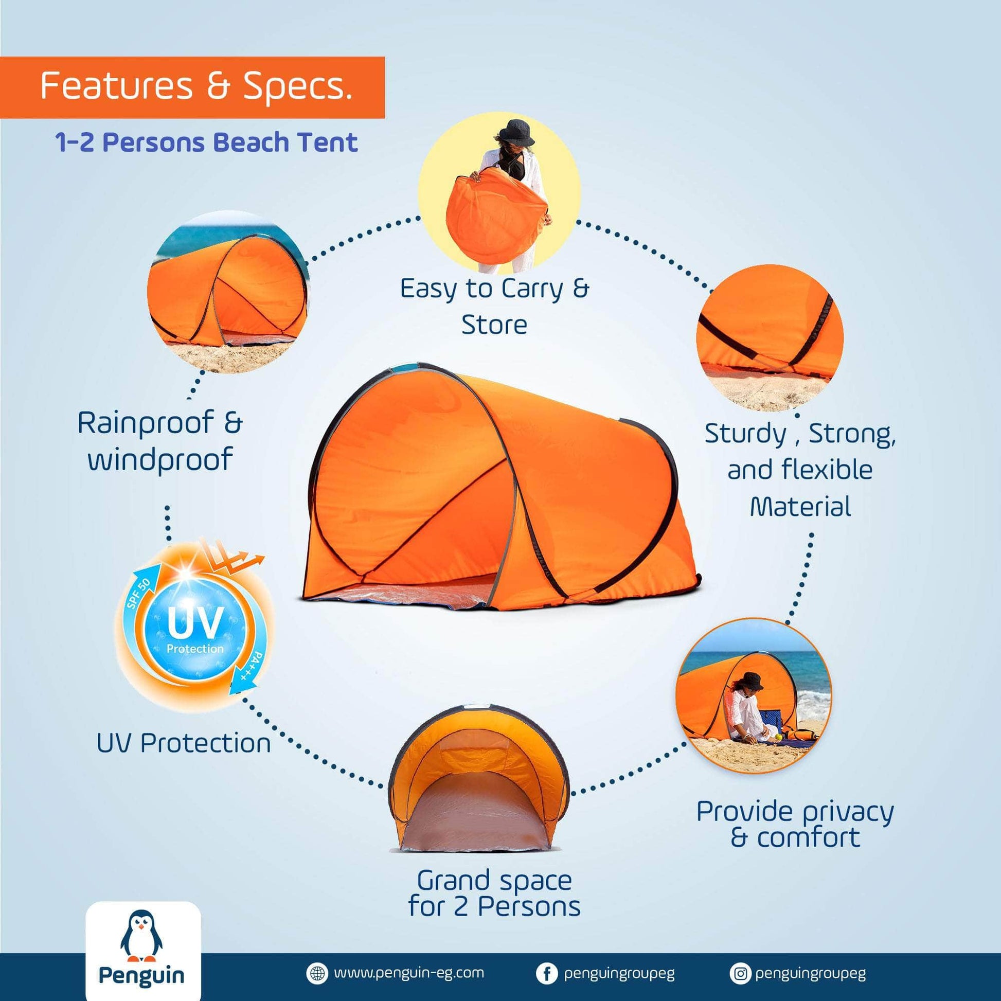 Penguin Pop-Up Beach 1-2 Persons Tent